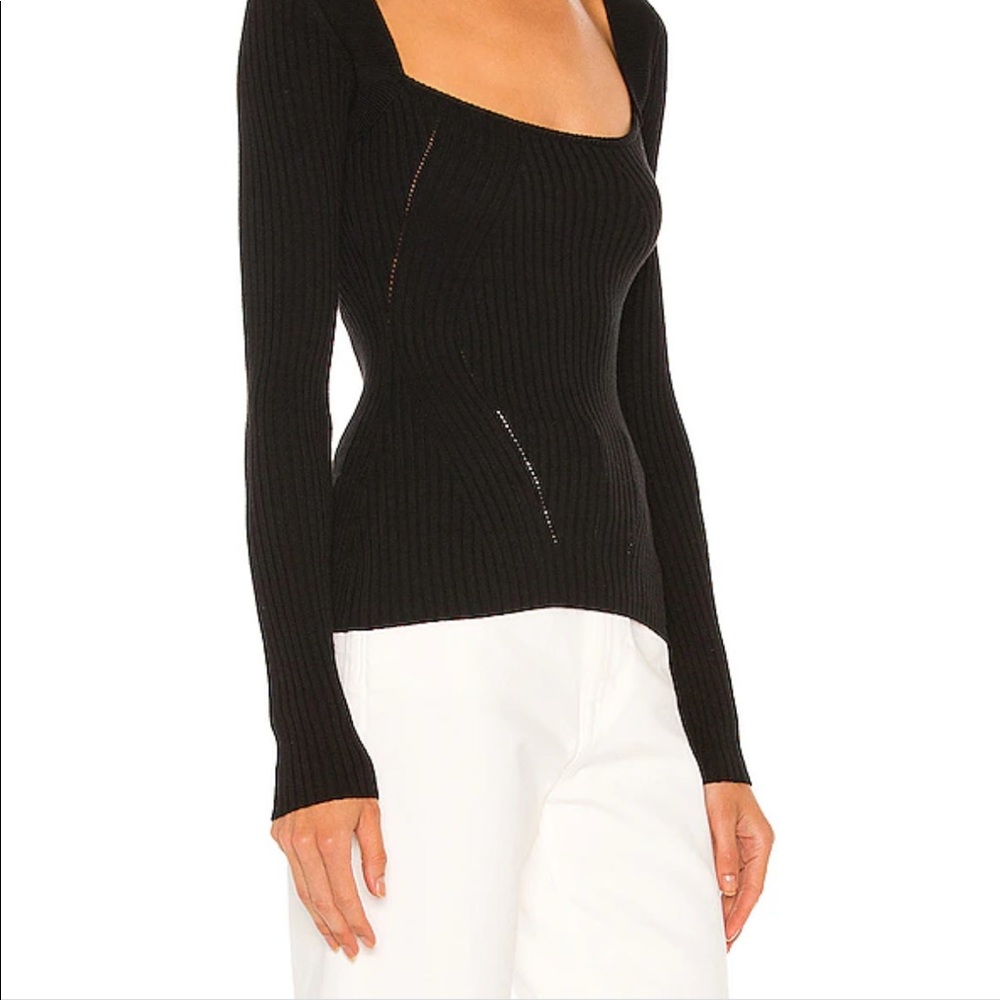 Lovers + Friends Tie Back Fitted Rib Sweater, black M, NWOT